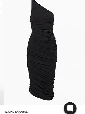 Babaton One-Shoulder Ruched Midi Dress in Black